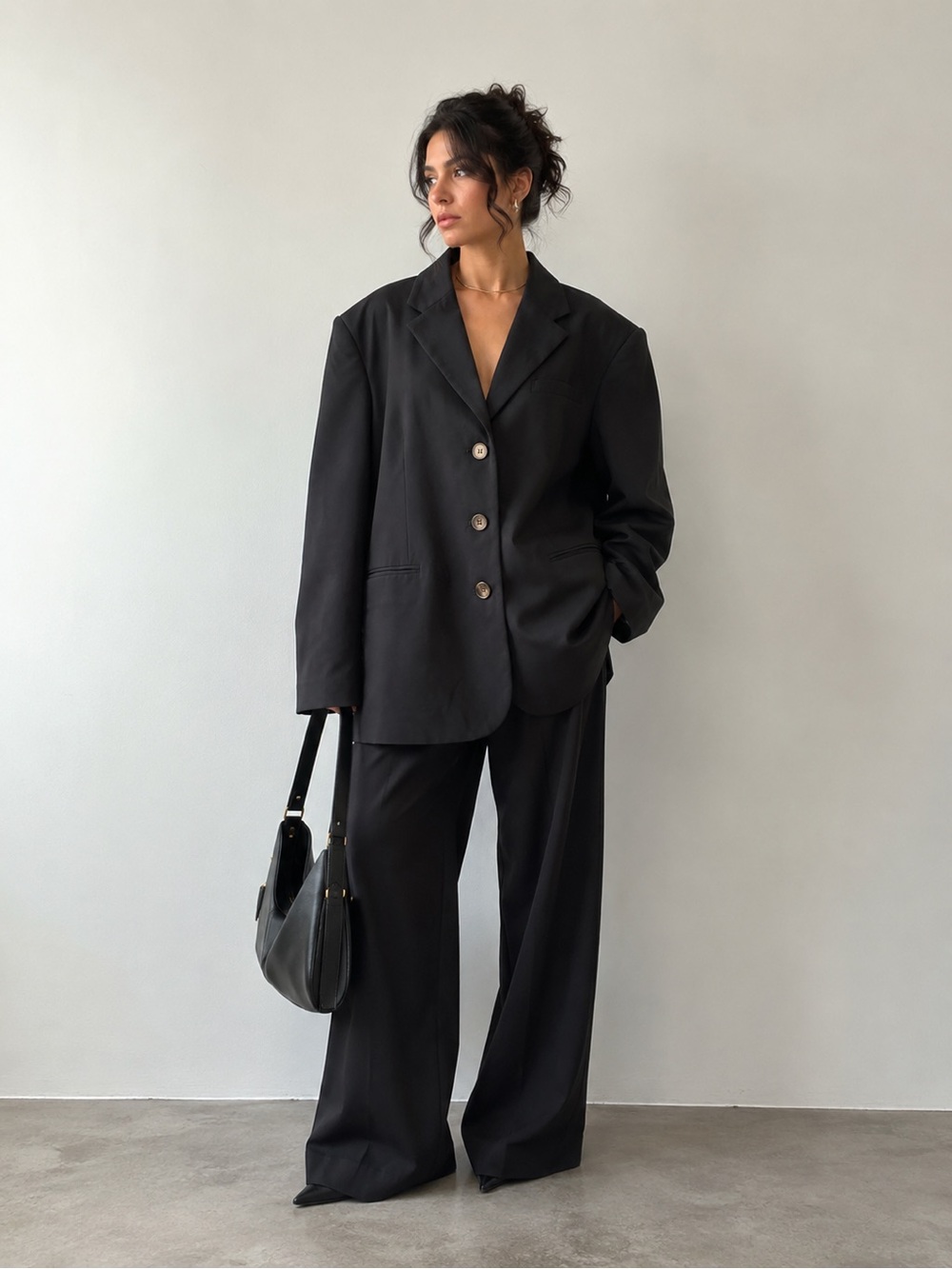 Topshop Oversized Black Single-Breasted Women's Blazer size 8